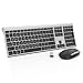 Wireless Keyboard Mouse, Jelly Comb 2.4GHz Ultra Slim Full Size Rechargeable Wireless Keyboard and Mouse Combo for Windows, Laptop, Notebook, PC, Desktop, Computer (Black and Silver)