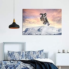 Canvas Wall Art for Living Room,Bedroom Home Artwork Paintings Snowboarding Ready to Hang - 12x18 inches