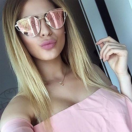 Large-Oversized-Cat-Eye-Sunglasses-Metal-Frame-Flat-Mirror-Lens-Women-Fashion Rose Gold Mirrored