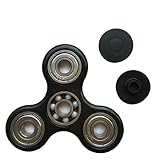 Tri Fidget Hand Spinner - fidget work Ultra Fast Bearings - Finger Toy, Great Gift (Black)