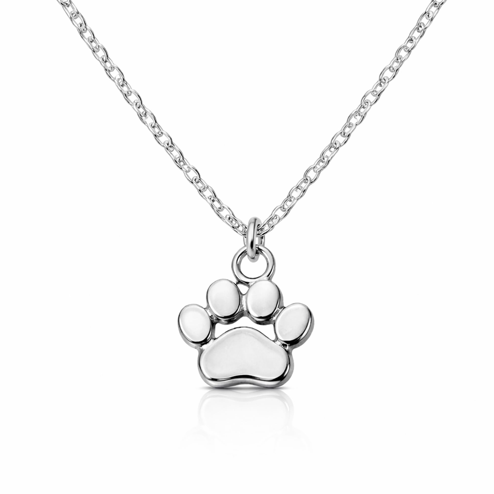 IzuBizu London Womens Silver Plated Dog Cat Paw Necklace Animal Print Birthday Party Festival Mother's Day Anniversary Pendant Jewellery