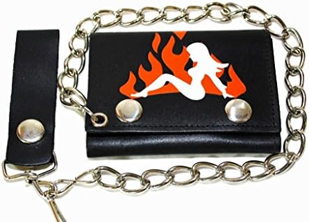 Top Bull Genuine Leather Black Genuine Leather Wallet, "Flaming Lady in White" 6pc - Black - One Size