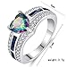 Zippem Vintage 925 Sterling Silver Plated Halo CZ Heart Created Ruby Spinel&Topaz Love Wedding Promise Ring