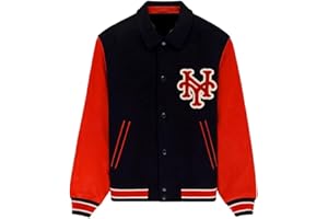 New York Black and Red Varsity Jacket - Men Classic Baseball Bomber Jacket