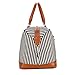 BAOSHA HB-14 Canvas Travel Tote Duffel Bag Carry on Weekender Overnight Bag Oversized for Women and Ladies (Black Strips) 21.3''*13''*9.4''
