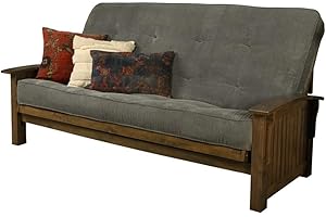 Kodiak Furniture Washington Queen Size Futon Frame and Mattress Set - Wood Futon Frame with Mattress Included in Thunder Gray Color