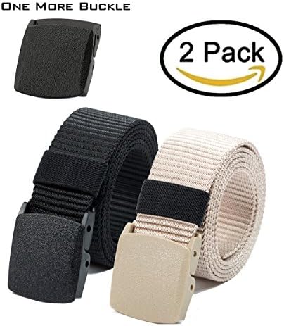 Nylon Canvas Belt Plastic Buckle Belt Hiking Belt Military Tactical Waist Belt 2 Pack by ViViKiNG