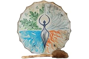 GOTOTOP Shaman Drum, Handcrafted Musical Instrument, 10 Inch, Tree of Life Design, Great Sound for Meditation and Reflection