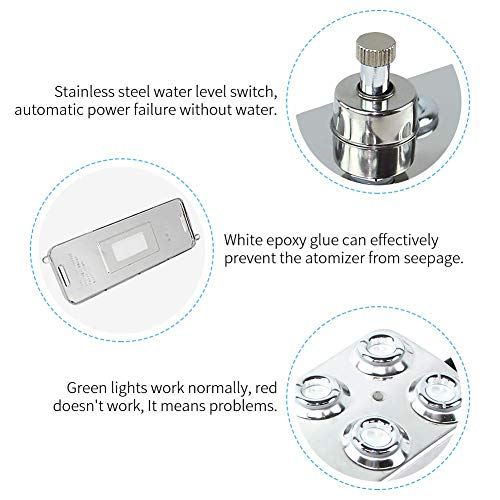 Bespick Mist Maker Fogger 10 Head Pond Fogger Humidifier Ultrasonic Atomizer Spray Producer Water Fountain Pond Fog Machine for Gardening Swimming Pool Greenhouse Hydroculture (Included Transformer)