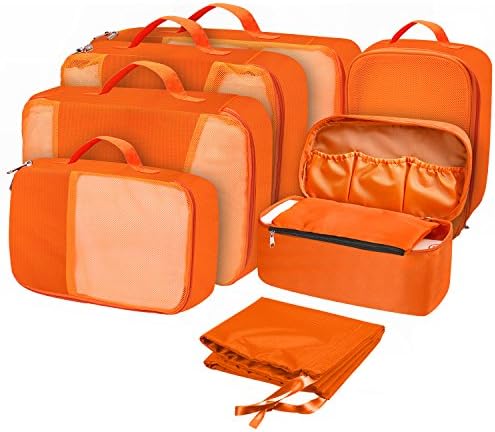7 Set Packing Cubes Luggage Organizers with Laundry, Shoe and Underwear Bags