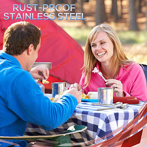 2Person Stainless Steel Portable Eating Utensils Set for Camping and Travel with Case