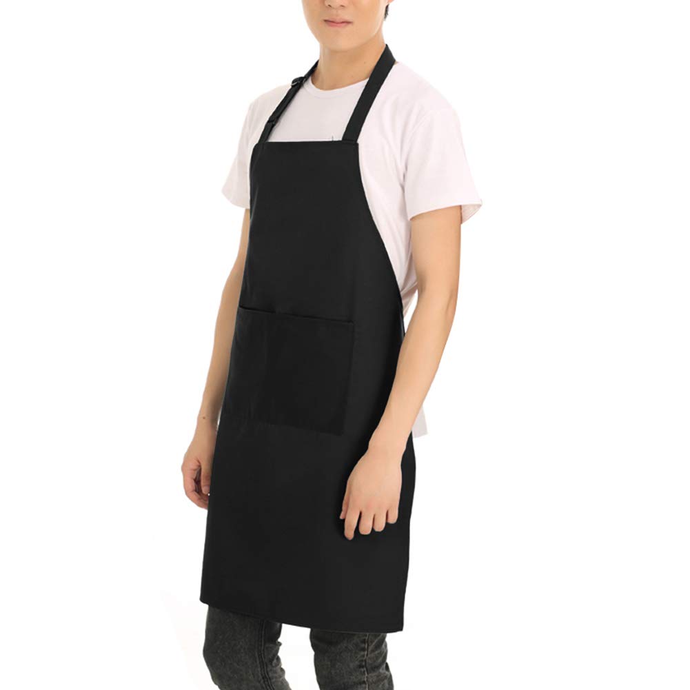 Jespekerere Apron with Pockets Black Cooking Bib Apron for Chefs Men Women on Kitchen Studio Restaurant 1 PCS 60x70CM (23.6 x 27.6 inch)