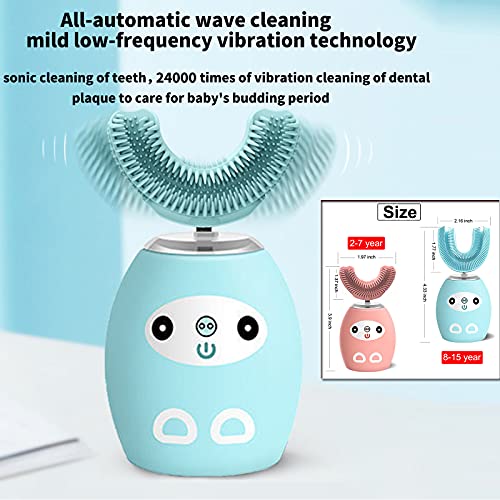 CATLION Kids Electric Toothbrush,Children\'s Ultrasonic Toothbrushes,U Type Sonic Brushes,360 Whitening and Cleaning Teeth,Ipx8 Waterproof,3 Gear Mode,Voice Broadcast,Mouthwash Cup (Pink, 2-7 Year)