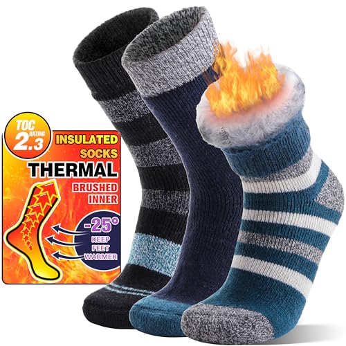 3 Pairs Thermal Warm Socks for Men & Women Thick Winter Extra Warm Insulated Boot Ski Socks for Cold Weather