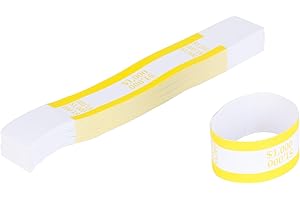 NUCOUN Currency Band Bundles,Self-Adhesive,Money Bands for Cash,Bills Currency Straps,Organizer Dollar,$1000 Yellow Pack of 150