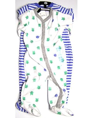 Carter's Baby Set of Two Onesies Sleepers Blue, White, Green Striped 6 Months