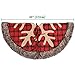 Ivenf Christmas Tree Skirt, 48 inches Large Burlap Plaid Snowflake with Thick Faux Fur Edge Skirt, Rustic Xmas Tree Holiday Decorations