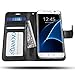 Amovo Case for Galaxy S7 Edge [2 in1] [Detachable Wallet Folio] [2 in 1] [Premium Vegan Leather] S7 Edge Wallet Case with Leather Strap Gift Box Package (Black)