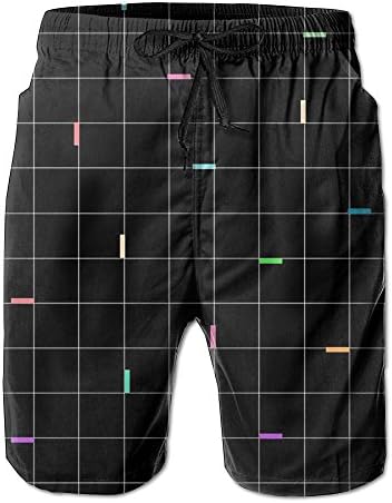 Vdha Summer Mens Board Short Black Plaid Pattern Elastic Waist With Pockets Swimwear Casual Shorts Boys Beach Boardshort XL