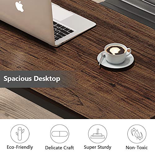 Tribesigns Vintage Computer Desk, 55" Large Office Desk Computer Table Study Writing Desk for Home Office, Retro Style - Thumbnail 4