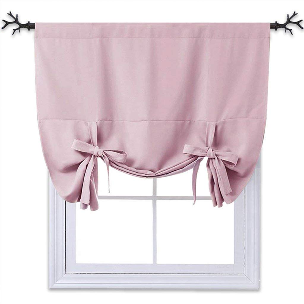 NICETOWN Thermal Insulated Blackout Curtain - Tie Up Shade for Baby's Window (Lavender/Baby Pink, Rod Pocket Panel, 46" W x 63" L)