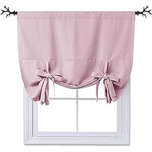 NICETOWN Thermal Insulated Blackout Curtain - Tie Up Shade for Baby's Window (Lavender/Baby Pink, Rod Pocket Panel, 46" W x 63" L)