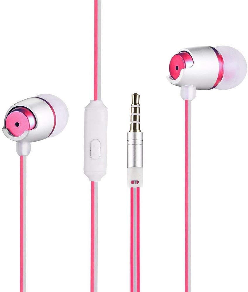 in Ear Earphones with Microphone, Timkyo Stereo Noise Isolating Headphone Earbuds with Mic and Volume Control for iphone / Samsung / Huawei / LG / Sony ( Red)