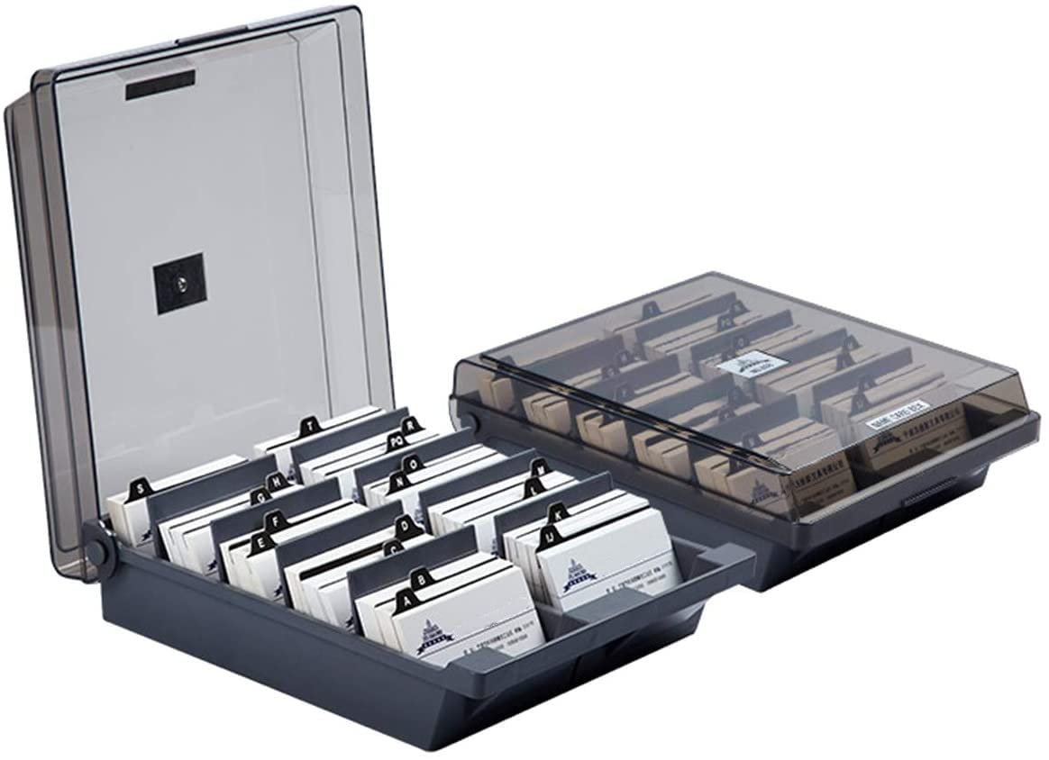 Nicoone Business Card Holder Box,Business Card Box with Dividers, 1000 Cards Capacity A-Z Cards Name Business Card File,8 Divider Board and A-Z Guides - Cards not Included