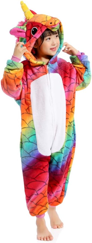 Kids Unicorn Onesie Animal Pajamas Halloween Cosplay Costume Sleepwear Gift for Girls and Boys
