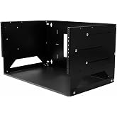 StarTech 4U 2-Post Wall-Mount Open Frame Network Rack, Shelf, TAA | 19in wide, 12-18in adjustable depth server rack, Dual-position 12in shelf, 10-32 tapped rails, Solid steel