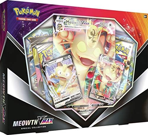 Amazon Com Pkmn Special Collection Box Meowth Vmax Sword Shield Pokemon V Gigantamax Series Toys Games