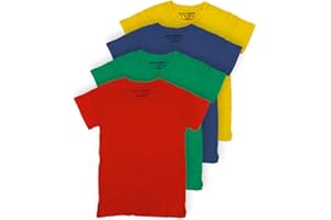 BROOKLYN VERTICAL Boys 4-Pack Short Sleeve Solid Color T-Shirts | Cotton Crew Neck Tagless Tees