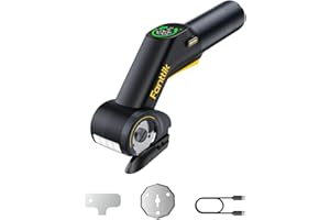 Fanttik C10 Pro BowGuide Electric Cardboard Cutter, Cordless Scissors with LED Display, 2-Speed Adjustable, Rechargeable Powerful Rotary Box Cutter with 2 Blades for Fabric, Carpet, Leather, Cardboard