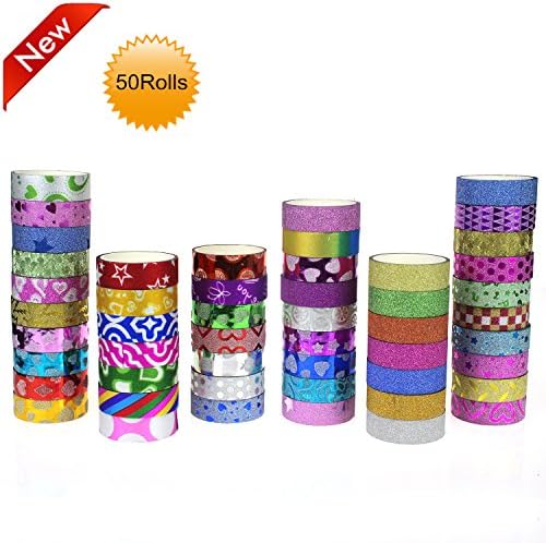 Glitter Tape Set-Decorative Washi Tape for Arts and Crafts（50 ROLLS）AMASSAN
