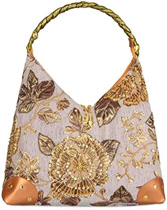 2018 Spring Flower Embroidery Bag Retro Style Bag Bead Embroidered Handbag Single Shoulder Bag Female Bag
