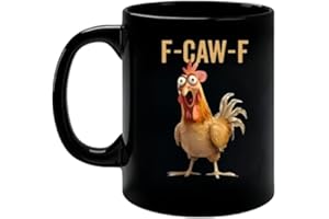 F-Caw-F Funny Chicken Mug | F Caw F Ceramic Coffee Cup | Funny FCAWF Meme Rooster Crowing Coffee Mugs | Novelty Meme Rooster 