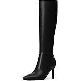 Modatope Knee High Boots Women Pointed Toe Stiletto Heel Tall Boots Side Zipper Dress Fashion Fall Long Boots