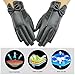 D.King Winter Leather Gloves for Women, Touchscreen Texting Warm Driving Gloves Black