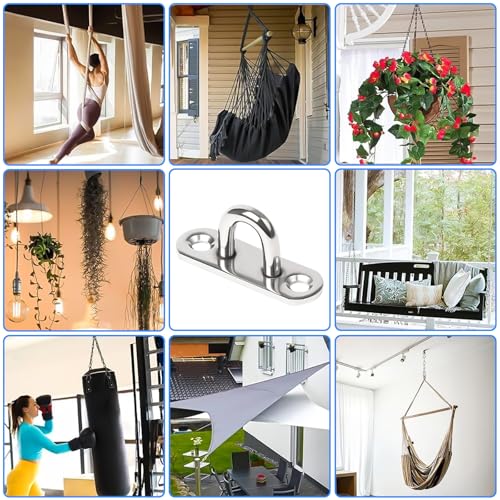TTYSHIP 20pcs Stainless Steel Eye Plates, M5 Stainless Steel Eyelet Plate with 40 Screws for Hanging Objects, Boat Accessories