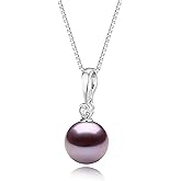 YAMI Purple Pink Freshwater Pearl Necklace, 12-13mm Round Freshwater Cultured Edison Pearl, 925 Sterling Silver Necklace with 18+2IN Adjustable Chain, Elegant Luxury Jewelry Gift for Women