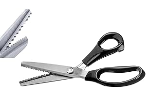 ZXUY 5MM Pinking Shears for Fabric, Stainless Steel Handled Professional Dressmaking Sewing Scissors Zig Zag Fabric Craft Scissors (Sawtooth Black)