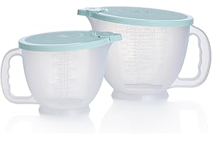 Tupperware Classic Mix-N-Store Pitcher Set in Aquamarine - Dishwasher Safe & BPA Free - (2 Bowls + 2 Lids)