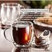 Large Double Wall Insulated Glass Coffee mugs with Lids Set of 2-12 Ounce Clear Cups for Tea Latte Cappuccino Espresso - Includes 2 Wooden Spoons