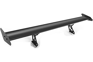 Areyourshop 135cm/53inch Universal Hatch Adjustable Aluminum GT Rear Trunk Racing Spoiler Wing, Black, 53 Inch Hatchback/Sedan Rear Spoiler Wing