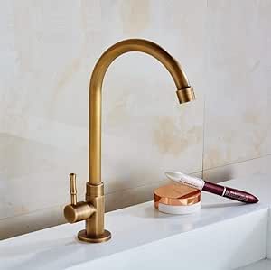 Grifo de fregadero de cocina de latón antiguo frío simple Tocador de