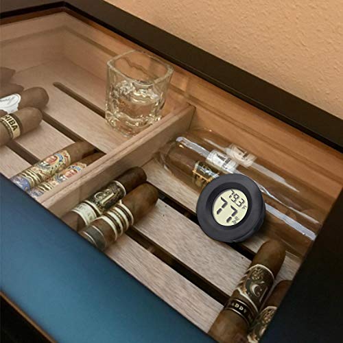 Humidor Hygrometer Digital Round Humidity&Temperature Gauge Mini LCD Display Meter 2 Pack