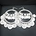 RechicGu Silver 1Pair Vintage Tribal Rare Coins Big Hoop Banjara Kuchi Belly Dance Chain Boho Gypsy Dangle Earrings,3.9
