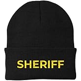 Sheriff Embroidered Beanie Hat USA Army Uniform Police 100% Acrylic Knit Winter Watch Cap
