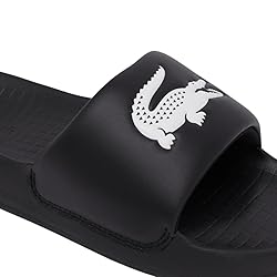 Lacoste Women's Serve Slide, Black & White Croc, 6