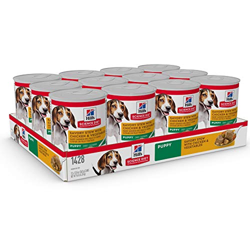 HILL’S SCIENCE DIET PUPPY WET DOG FOOD, CHICKEN & VEGETABLES, 12.8 OZ. CANS, 12-PACK
